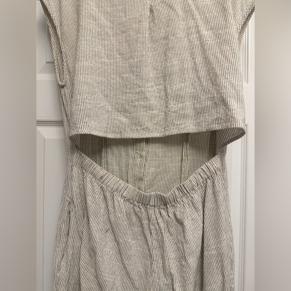 Illa Illa Women’s Linen Striped Button Up Jumpsuit Size L - Picture 6 of 7